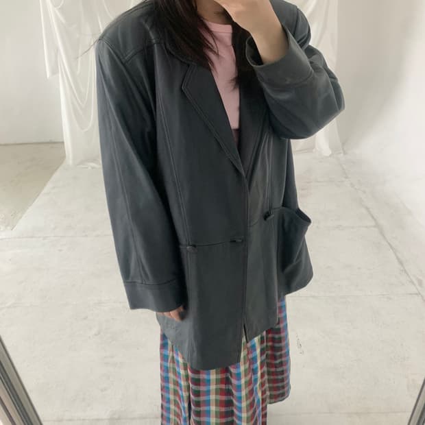 Double button navy leather JK