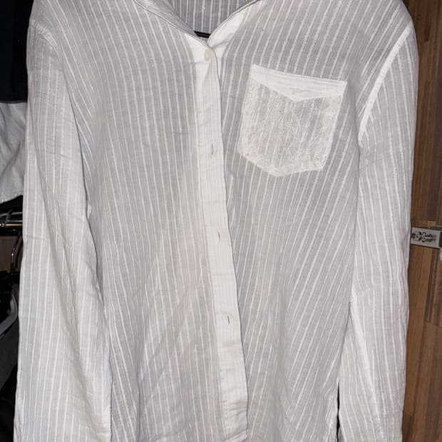 빈티지 시스루 스트라이프 실버펄 셔츠