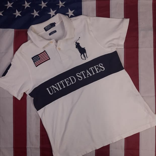 오리지날 폴로 랄프로렌 USA 성조기 빅포니 카라티
