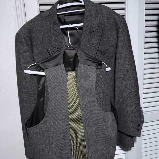 EL사이즈 에스카드릴 헤링본 풀세트 넥타이 베스트 정장 셋업