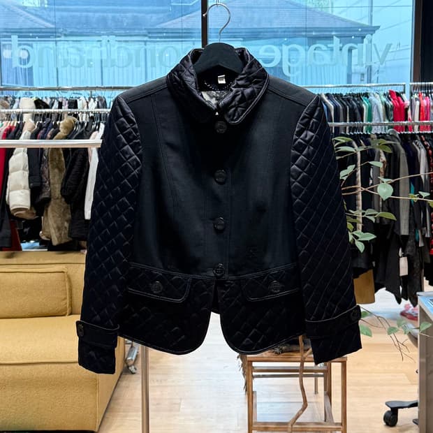 버버리 블랙 포켓 퀼팅 자켓 