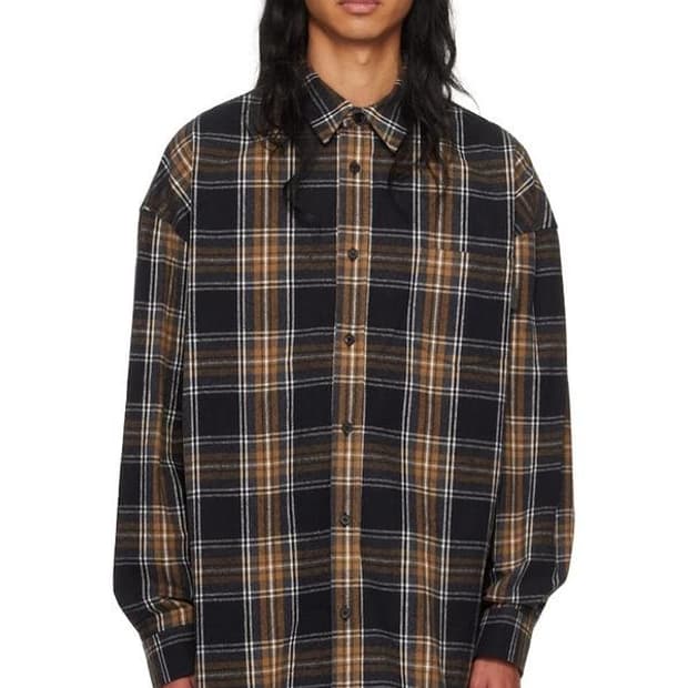 준지 23fw 루미 브라운 체크 셔츠 44