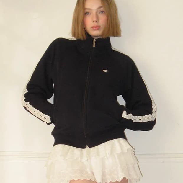 론론 SIDE LACE SWEAT TRACK ZIP UP NAVY