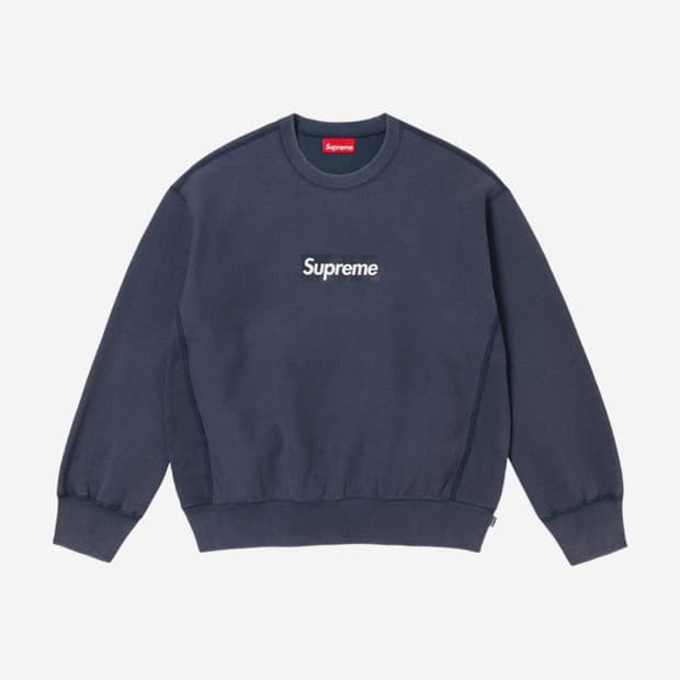 슈프림 워시드 박스 로고 크루넥 네이비 size L