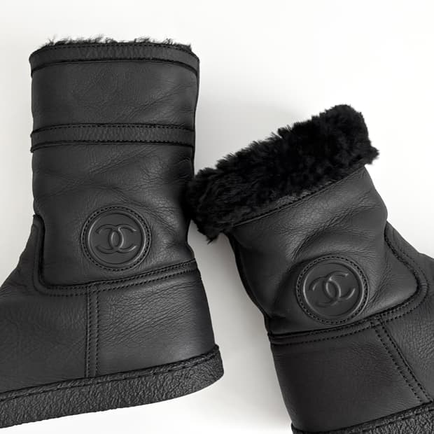Chanel 샤넬 CC 로고 어그 롱부츠 36 블랙