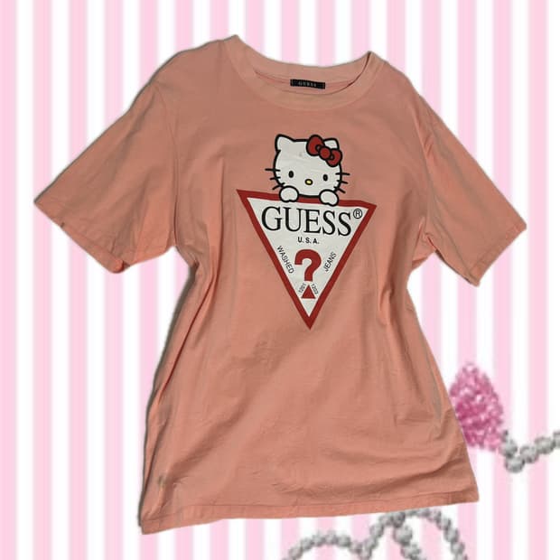 헬로키티 네온핑크 반팔 티셔츠