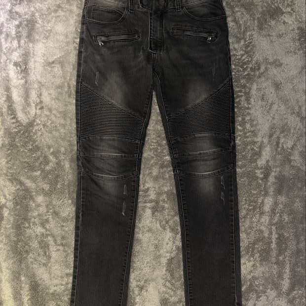 Balmain Destroyed Biker Jeans