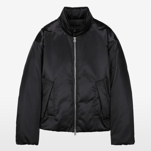 [일꼬르소] 미니멀 크롭 구스 다운 점퍼 샤인블랙