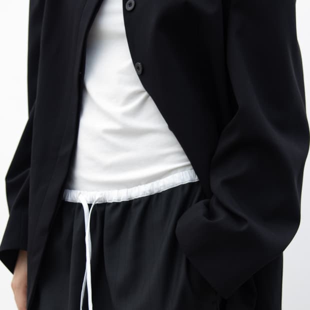 오브헤덴 스트라이프 울 와이드 팬츠