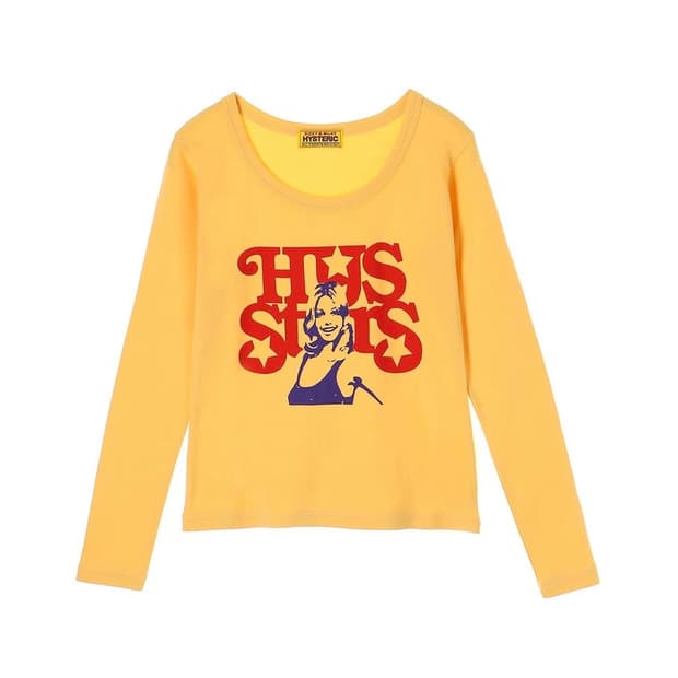 히스테릭 글래머 HYS STARS 치비 티셔츠 옐로우