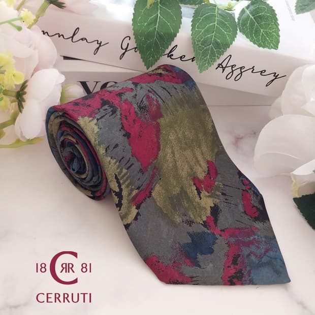 니노 세루티 실크 아트 패턴 넥타이 8.8cm A+등급 K1318
