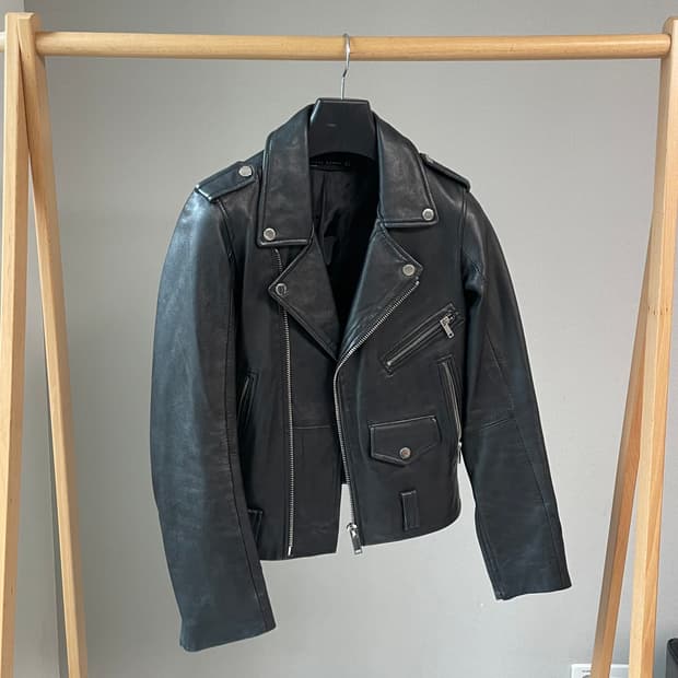 ZARA WOMAN 리얼 레더 라이더 자켓
