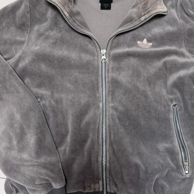 아디다스 차콜 핑크 벨벳 져지