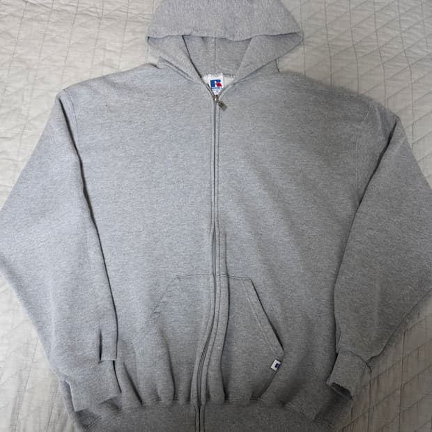 [XL] 90s 러셀 애슬레틱 후드집업 헤더 그레이 ver. 롱