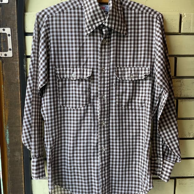 1980's Vintage Levis Brown Gingham Shirt