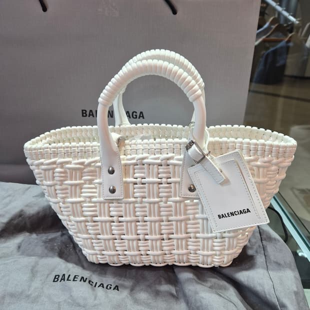 발렌시아가 화이트 비스트로 바스켓 토드백 XS