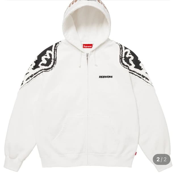 슈프림 윙스 집업 후드 스웨트셔츠 화이트 25FW 