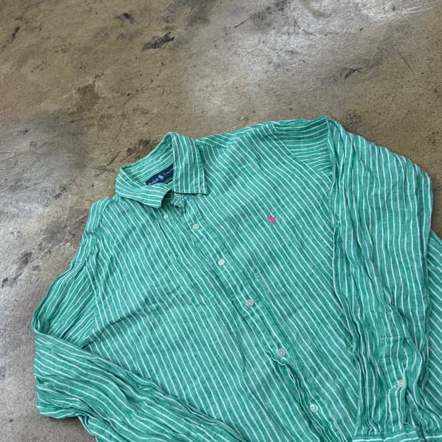 [정품/L] 폴로 랄프로렌 스트라이프 셔츠 그린 b16