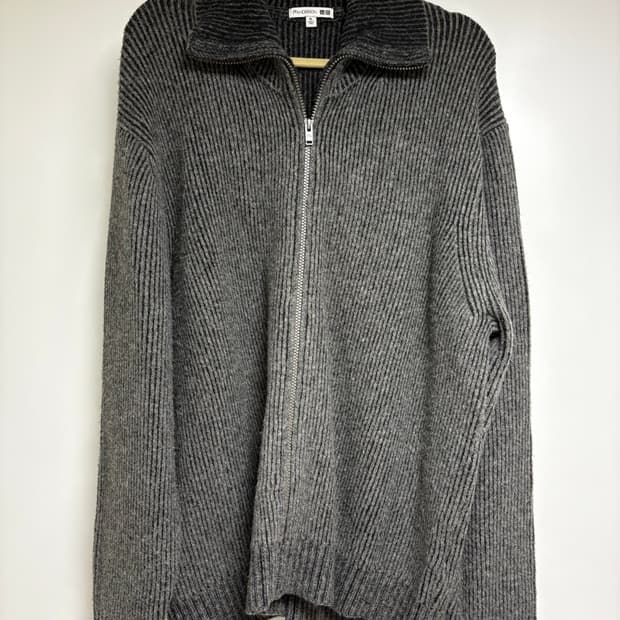 유니클로 x JW 앤더슨 수플레얀 풀집 스웨터 그레이 XL