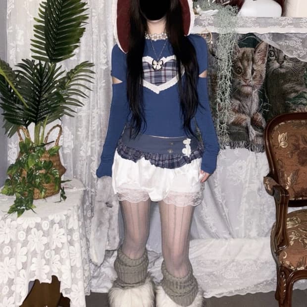 티엠디디케이 TMDDK 토끼 레이스 모자, 레이어드 스커트 빈티지