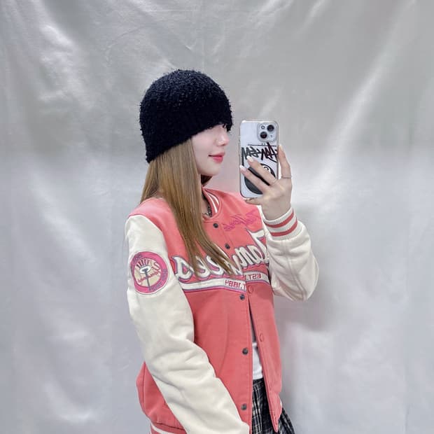 MLB 양키스 베이비핑크 베이스볼 자켓 