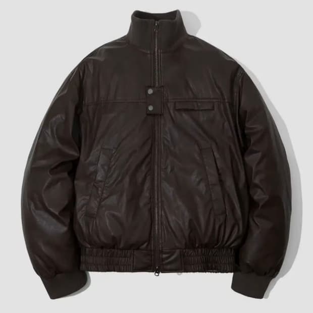 세컨모놀로그 레더 터틀넥 봄버 푸퍼 패딩 [BROWN] M