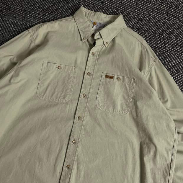 칼하트 USA 가죽패치 로고 박시핏 워크 셔츠y 2878