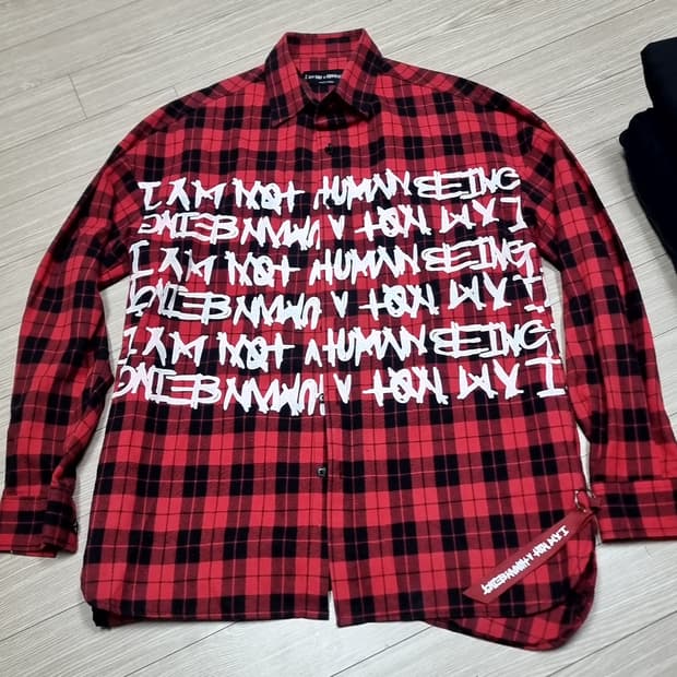 아이엠낫어휴먼비잉 레드 체크 셔츠(100-105)