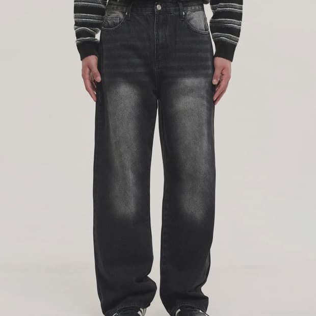 (M) 노이즈 필치 데님 팬츠 - 데저트 블랙