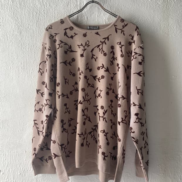 vintage flower wool  knit 