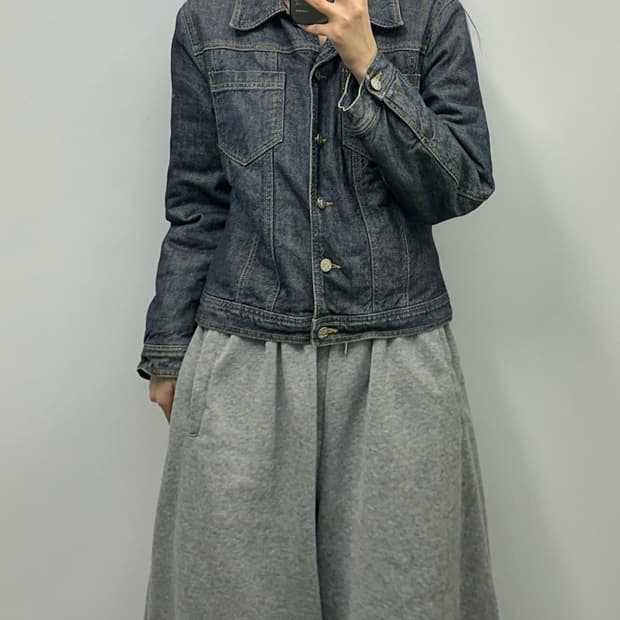 캘빈클라인 인디고 워싱 누빔 데님 자켓