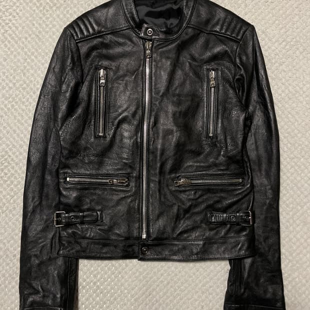 웨스턴 무드 이태리 램스킨 양가죽 바이커 레더 자켓