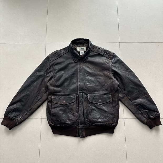 80s L.L Bean A-2 엘엘빈 레더 가죽 자켓 L 탈론 지퍼