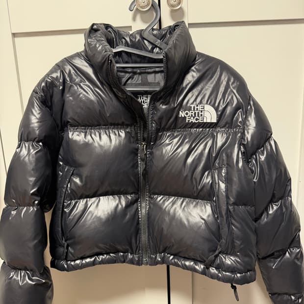 노스페이스 크롭 눕시 유광 해외판