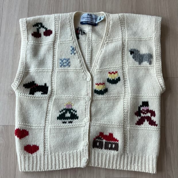 Susan bristol 핸드메이드 자수 니트 조끼