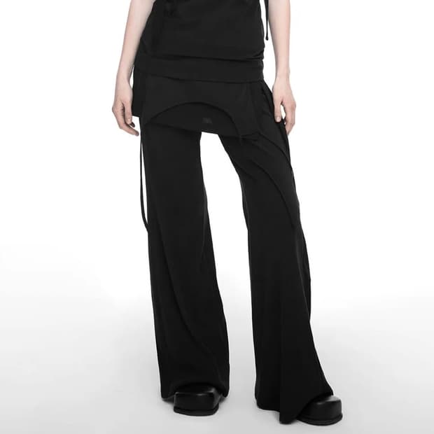 나체 LAYERED SKIRT PANTS BLACK