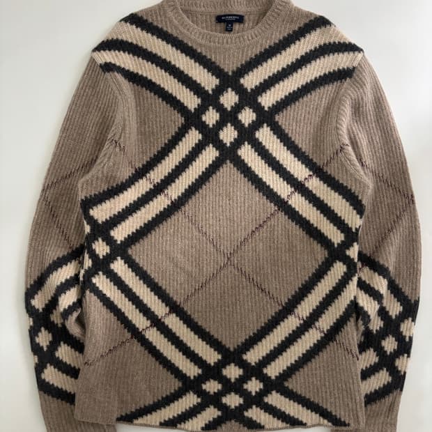 Burberry 버버리 아가일 노바체크 울 크루넥 니트
