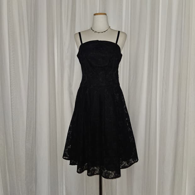 mamma 빈티지 자카드 블랙 레이스 공겜여주 드레스