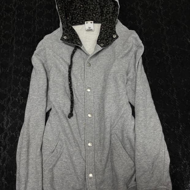 “X-gril” Leopard Hoodie Detail Grey Jack