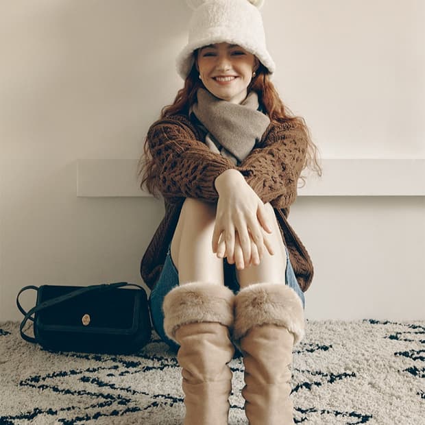 [한번착용] 렉켄 퍼 부츠 (털부츠 양털부츠 무스탕부츠 어그)