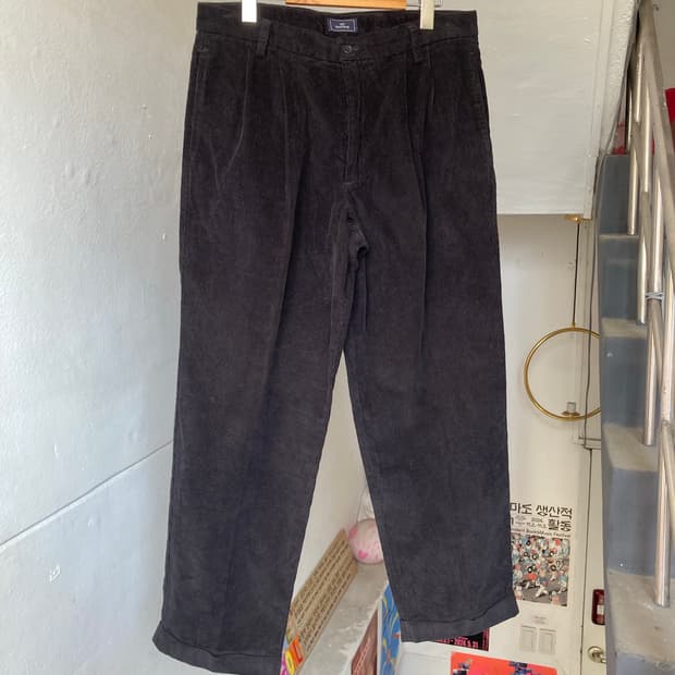 빈티지 베이직 블랙 골덴 팬츠