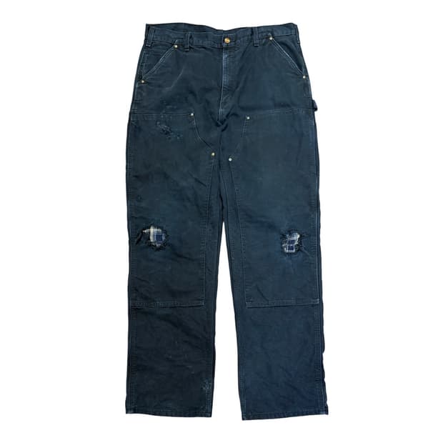 빈티지 칼하트 더블니 플란넬 라인드 블랙