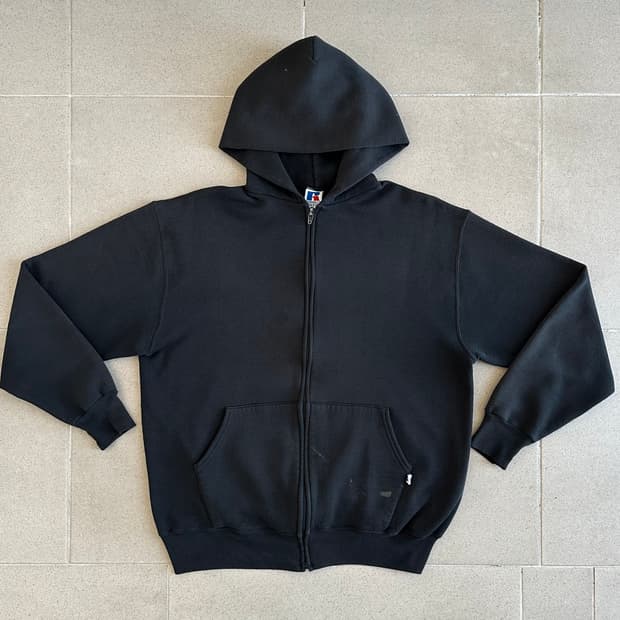 90s 빈티지 러셀 후드집업 블랙 L USA