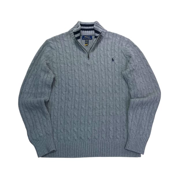 95 폴로랄프로렌 신형라벨 꽈배기 반집업 니트