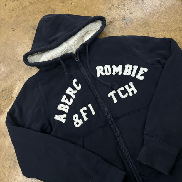 아베크롬비 네이비 양털 후드집업