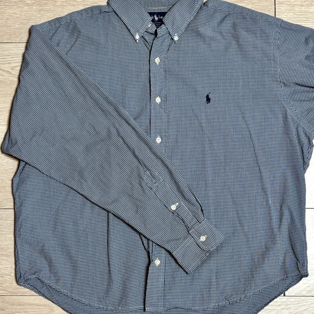 폴로 랄프로렌 깅엄체크 긴팔 셔츠 블루 L