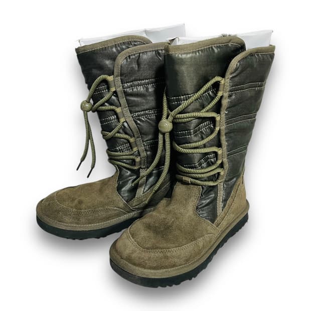 HOZ 아메리칸 글로시 카키 캐주얼 어그 부츠