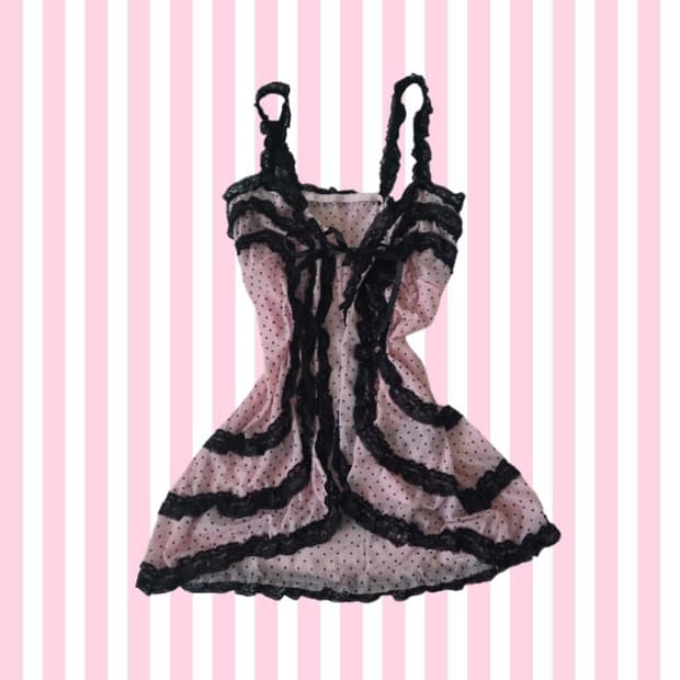 핑크 도트 땡땡이 히메갸루 오네 슬리브리스 볼레로