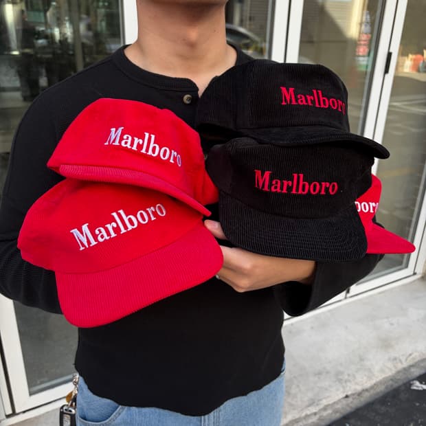 Marlboro logo corduroy trucker cap