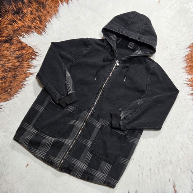 빈티지 패치워크 데님 후드집업